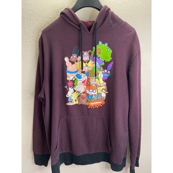 Nickelodeon Rugrats Unisex Burgundy Hooded Sweater Size XL - Picture 2 of 9